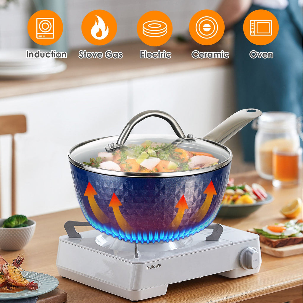 CasaFoyer 20cm Induction Saucepan with Lid - 1.8L Non-Stick Milk Pan