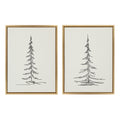 Sylvie Minimalist Evergreen Trees Sketch Framed Canvas Art Set by The Creative Bunch Studio
