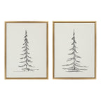Sylvie Minimalist Evergreen Trees Sketch Framed Canvas Art Set by The Creative Bunch Studio