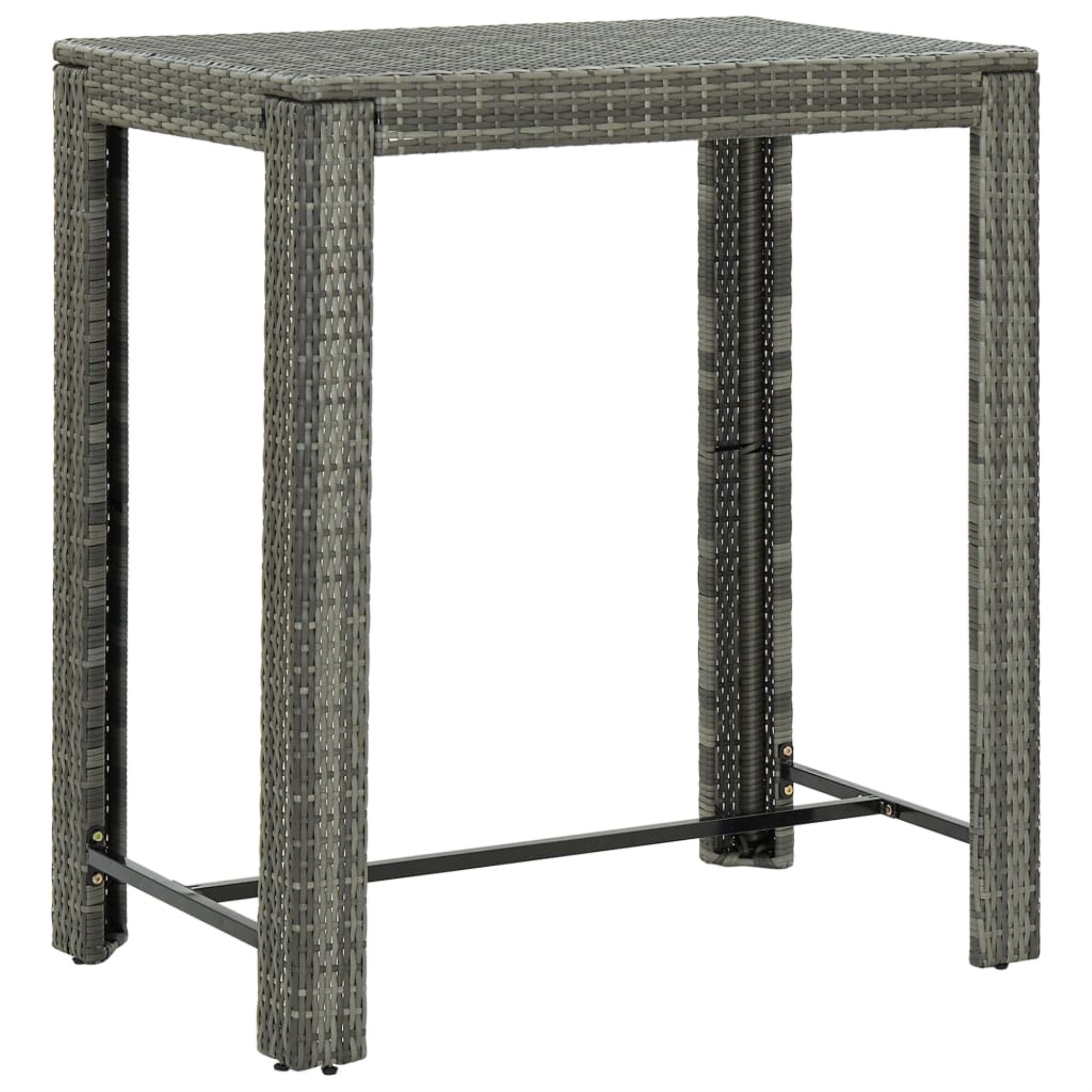vidaXL Garden Bar Table Gray 39.4''x23.8''x43.5'' Poly Rattan