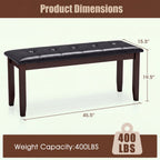 Upholstered Bench with Tufted Seat and Wood Legs, 45.5"