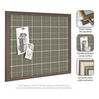 Framed Fabric Pinboard Sage Green Plaid Wall Organization
