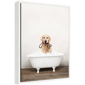 Sylvie Golden Retriever in Rustic Bath Style Framed Canvas by Amy Peterson