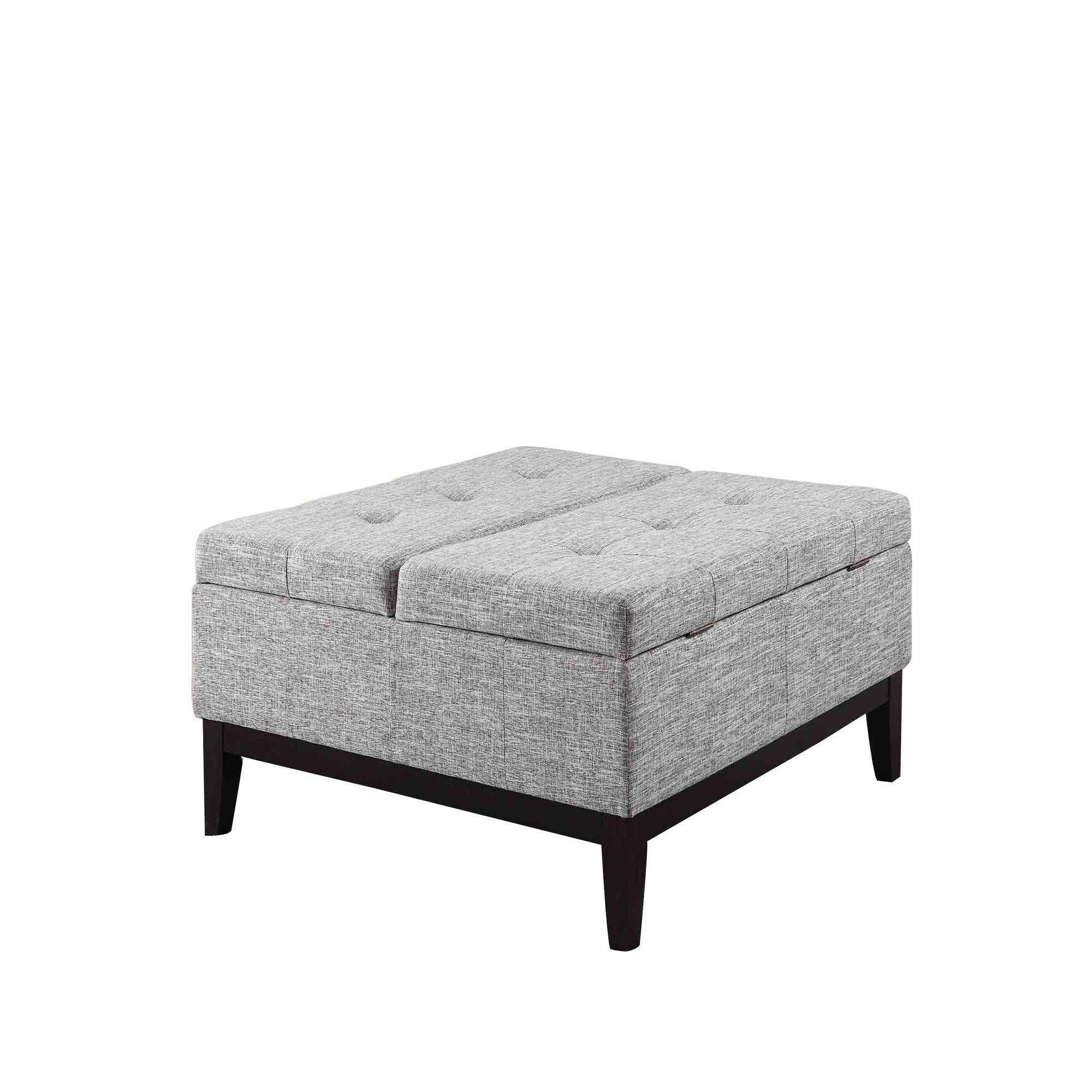 36 Heathered Gray and Black Ottoman with Hidden Storage