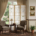 70 Inch Brown And White Heavy Duty Rice Paper Folding Three Panel Screen Room Divider