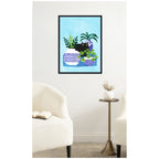 Blue Pots by Planet Cat Framed Canvas Wall Art Print
