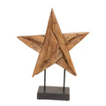 Five Point Teak Wood Star on Stand