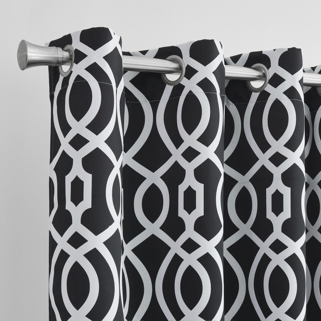 84' Jet Black Trellis Black Out Window Curtain Panel