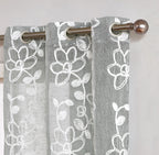 HomeRoots 473417 96 in. Silver Floral Embroidered Window Panels - Set of 2