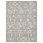 HomeRoots Grey UV-Treated Polypropylene 2’ x 4’ Gray Ivory Aztec Pattern Indoor Outdoor Area Rug