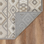 HomeRoots Grey UV-Treated Polypropylene 2’ x 4’ Gray Ivory Aztec Pattern Indoor Outdoor Area Rug