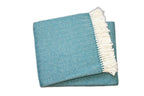 HomeRoots Ocean Cotton/Acrylic Teal Blue and White Dreamy Soft Herringbone Throw Blanket
