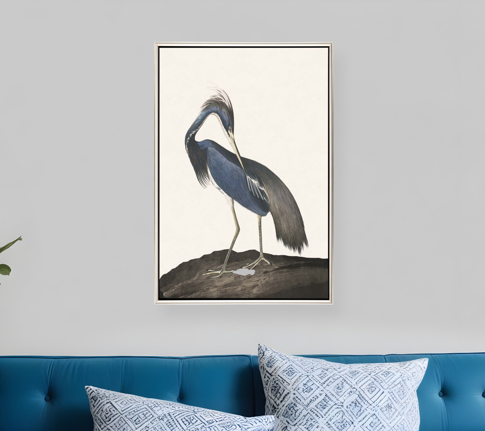 Great Heron II Canvas Silver Floater Frame Print Wall Art