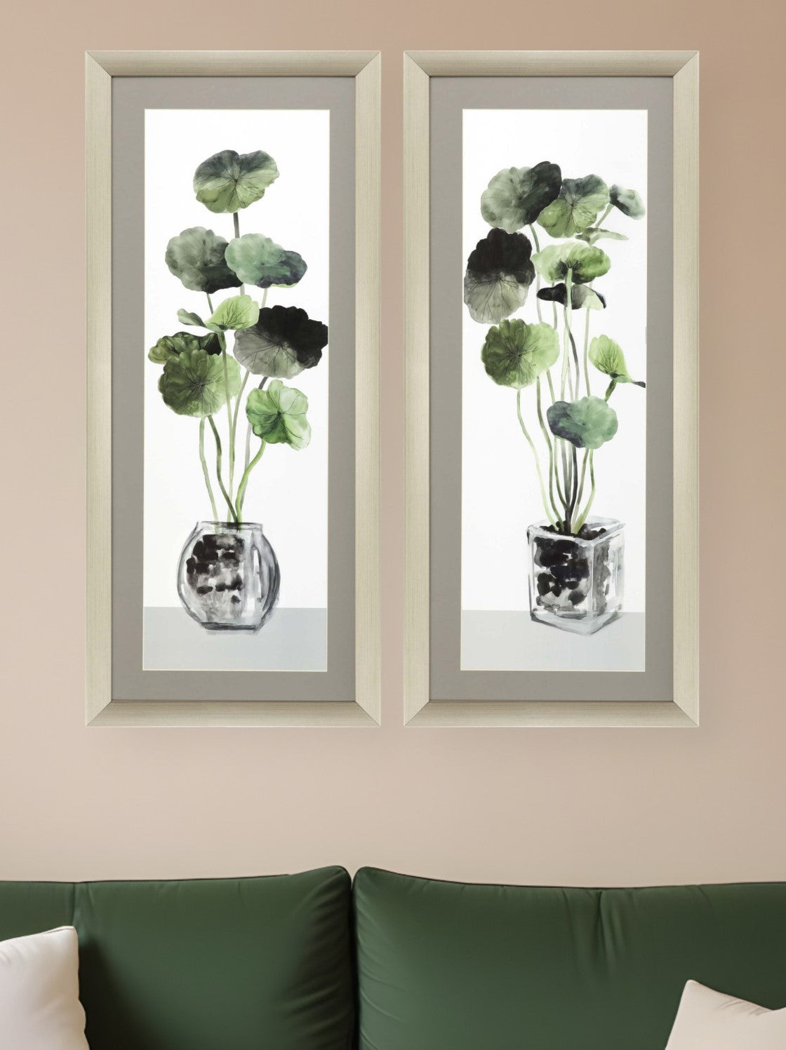 Set Of Two Simple Glass Silver Framed Print Wall Art