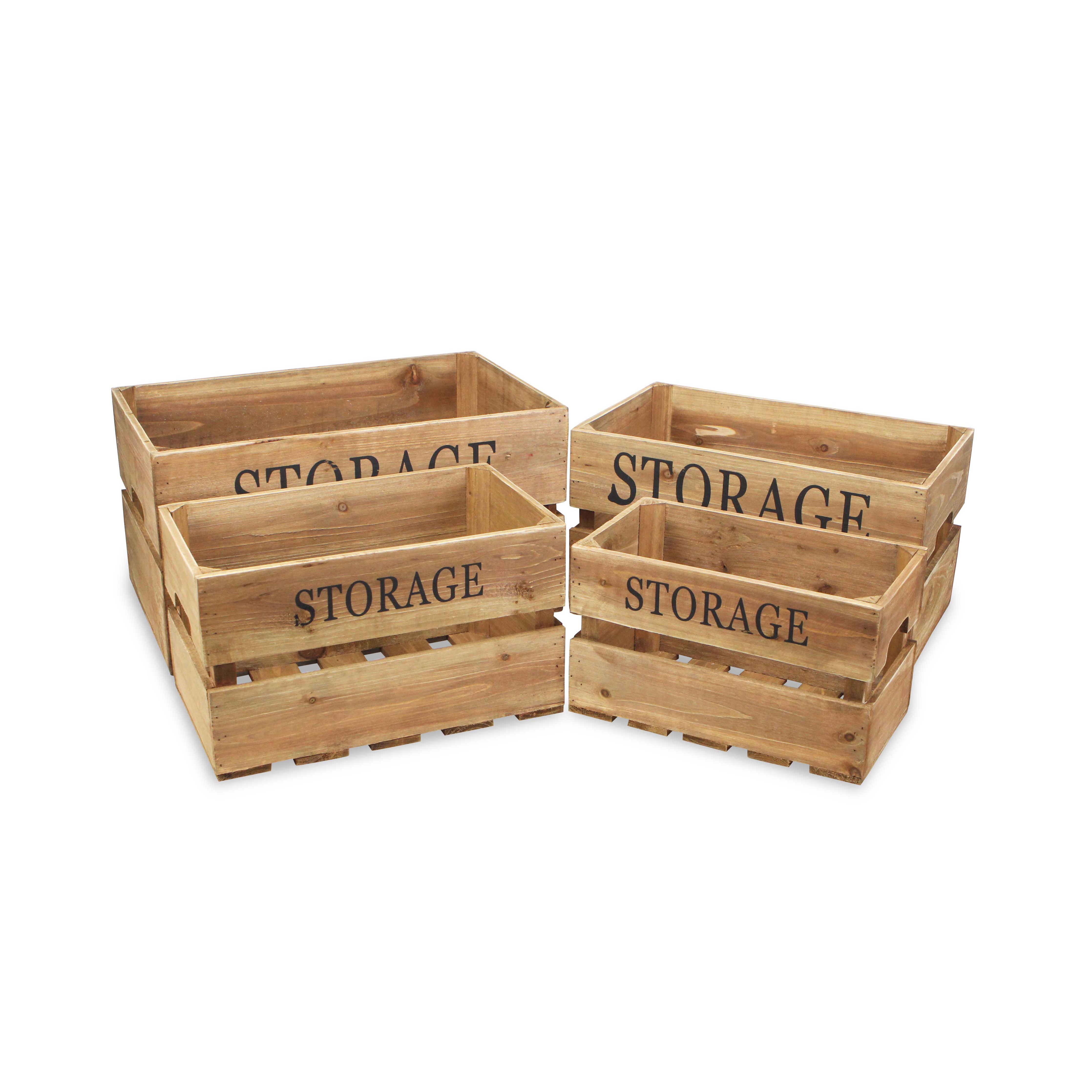 Eika Set Of 4 Wooden Storage Crates