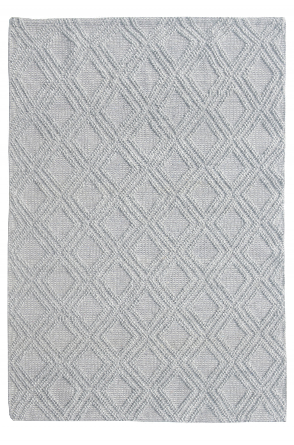 HomeRoots Grey PET Yarn 8’ x 11’ Gray Diamond Lattice Modern Area Rug