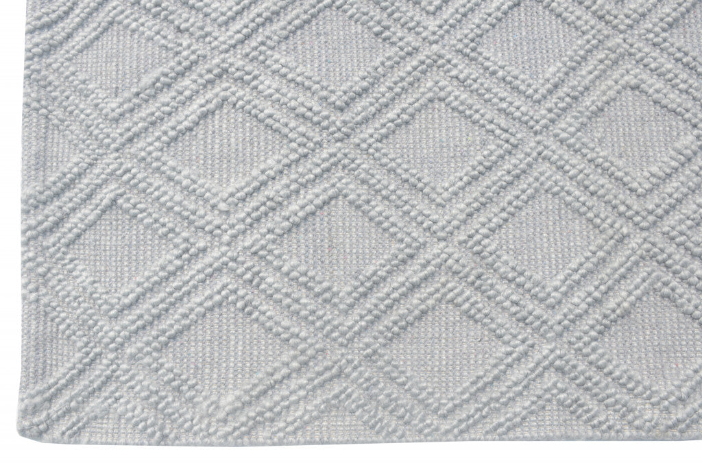 HomeRoots Grey PET Yarn 8’ x 11’ Gray Diamond Lattice Modern Area Rug