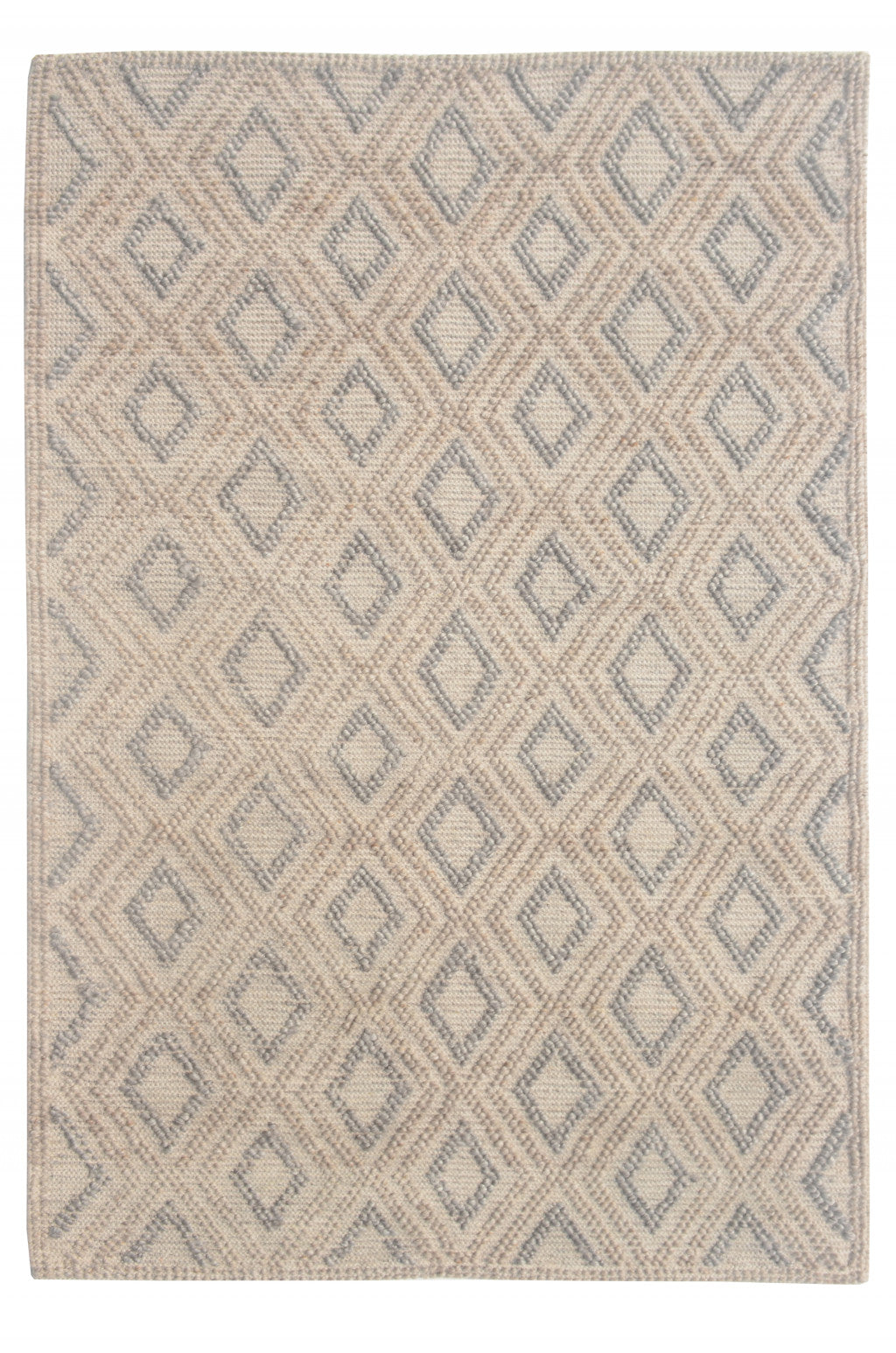 HomeRoots Natural/Grey PET Yarn 5’ x 7’ Tan Gray Diamond Lattice Modern Area Rug