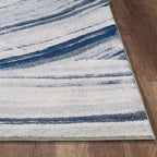 HomeRoots Ivory/Blue Heat-Set Polypropelene 10’ x 13’ Navy Ivory Abstract Strokes Modern Area Rug