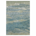 HomeRoots Heat-Set Polypropelene 7’ x 10’ Blue Sage Impressionistic Ocean Area Rug