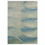 HomeRoots Ocean Heat-Set Polypropelene 7’ x 10’ Blue Beige Abstract Waves Modern Area Rug