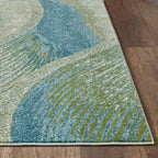 HomeRoots Ocean Heat-Set Polypropelene 7’ x 10’ Blue Beige Abstract Waves Modern Area Rug