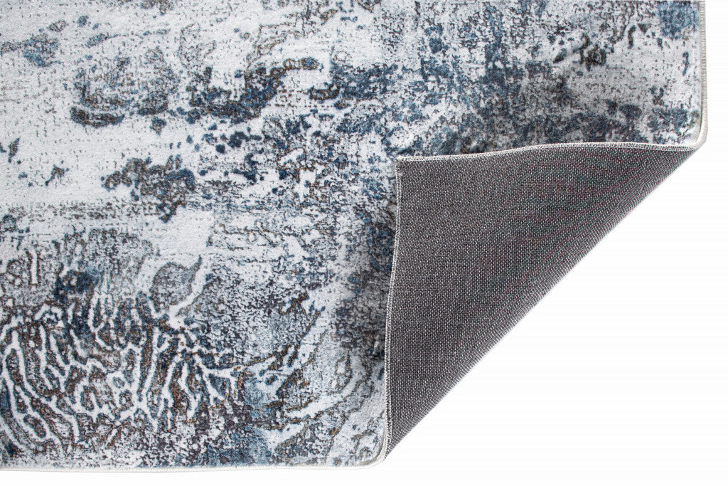 HomeRoots Grey/Blue Polyester 2’ x 7’ Gray Blue Abstract Galaxy Runner Rug