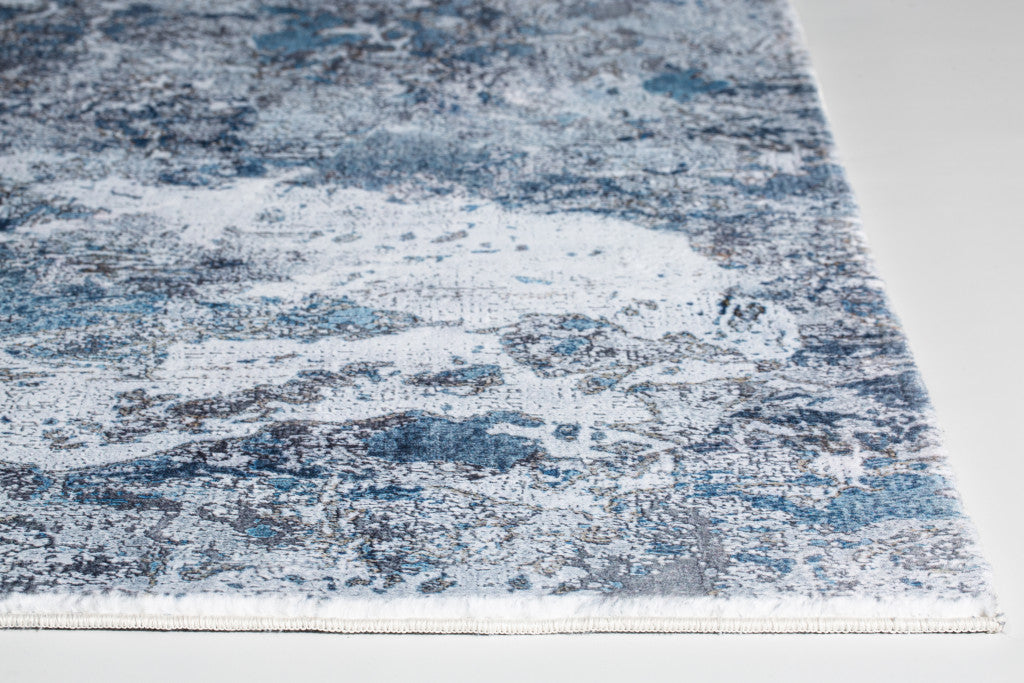 HomeRoots Grey/Blue Polyester 8’ x 10’ Gray Blue Abstract Galaxy Area Rug
