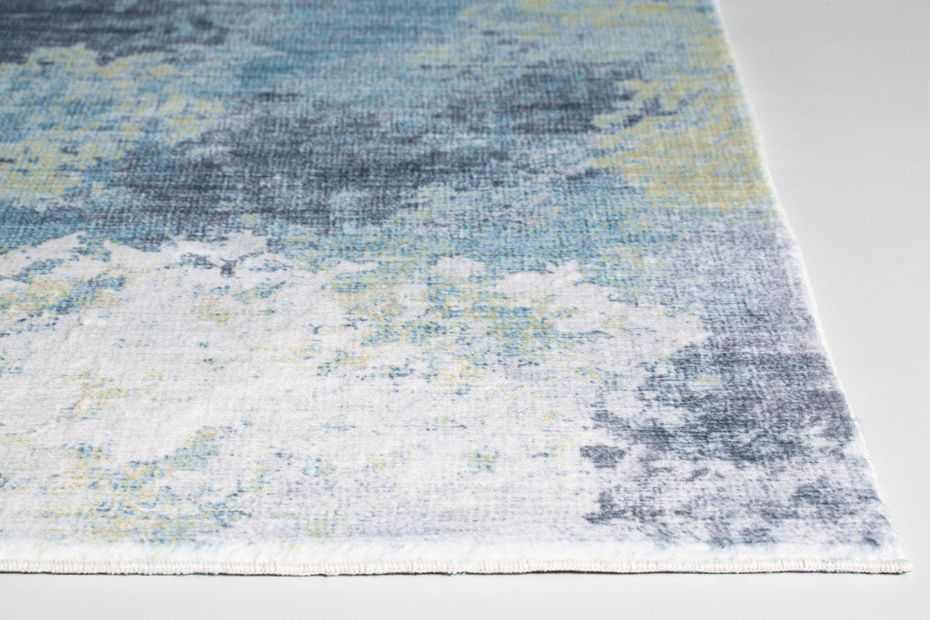 HomeRoots Blue/Yellow Polyester 8’ x 10’ Blue Yellow Abstract Sky Area Rug