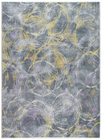 HomeRoots Grey/Gold Polyester 5’ x 8’ Gray Gold Abstract Rings Area Rug