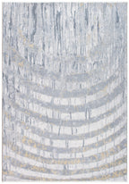HomeRoots Grey/Gold Polyester 8’ x 10’ Gray Distressed Steps Abstract Area Rug