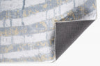 HomeRoots Grey/Gold Polyester 8’ x 10’ Gray Distressed Steps Abstract Area Rug
