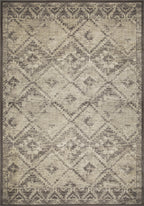 HomeRoots Grey Heat-Set Polypropelene 8’ x 11’ Gray Beige Distressed Diamond Area Rug
