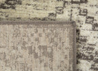 HomeRoots Grey Heat-Set Polypropelene 8’ x 11’ Gray Beige Distressed Diamond Area Rug