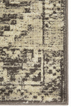 HomeRoots Grey Heat-Set Polypropelene 8’ x 11’ Gray Beige Distressed Diamond Area Rug
