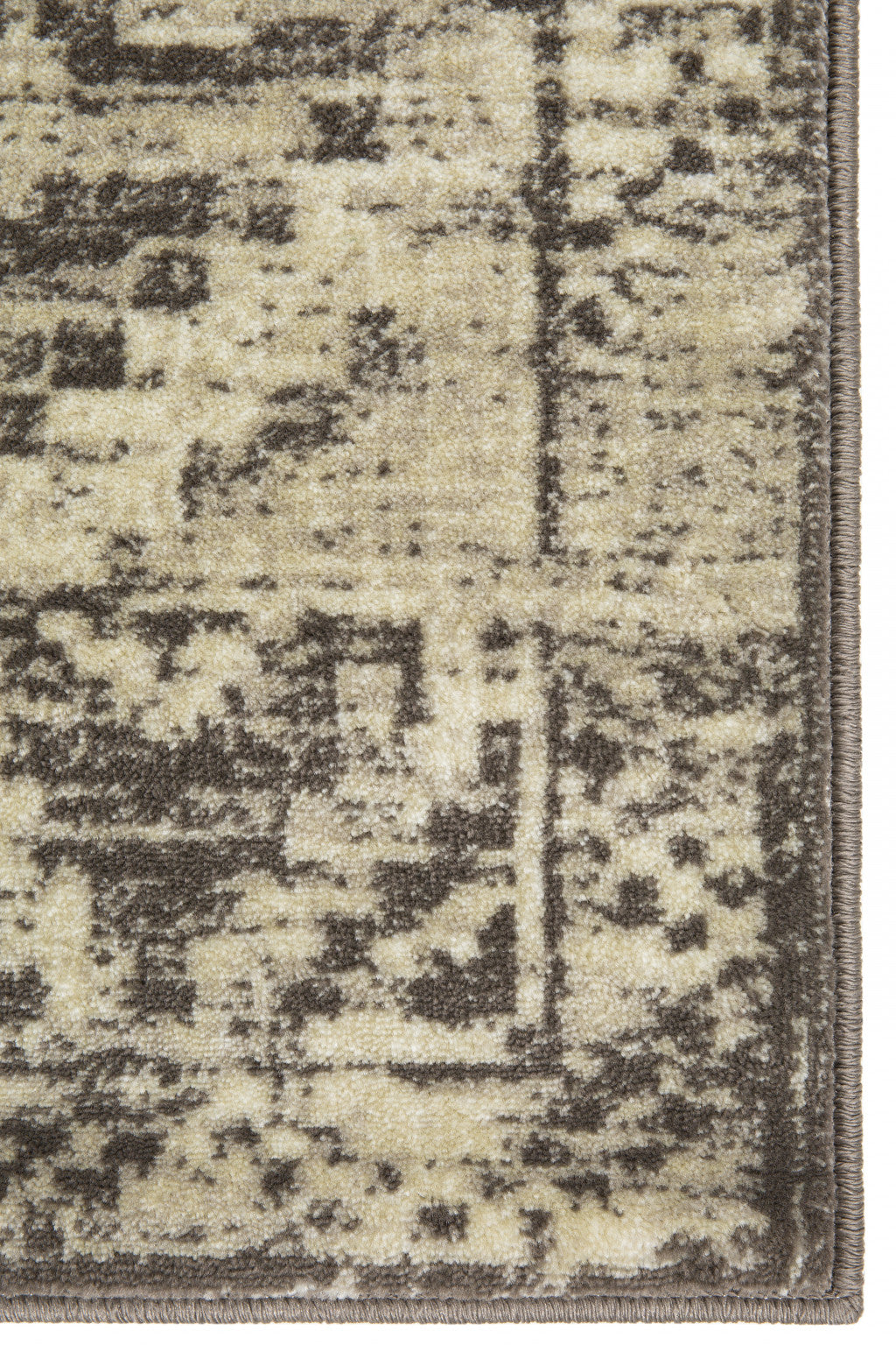 HomeRoots Grey Heat-Set Polypropelene 8’ x 11’ Gray Beige Distressed Diamond Area Rug
