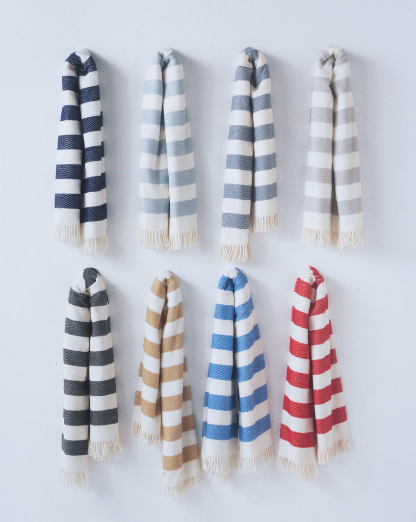 HomeRoots Cream/Slate Cotton/Acrylic Cream and Slate Slanted Stripe Fringed Throw Blanket