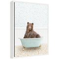 Sylvie Bear in Little Fish Bathtub Framed Canvas by Amy Peterson