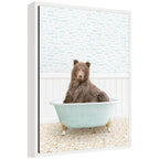 Sylvie Bear in Little Fish Bathtub Framed Canvas by Amy Peterson