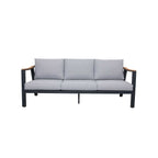 Nova 4-Piece Aluminum & Teak Sofa Set with Stationary Chairs