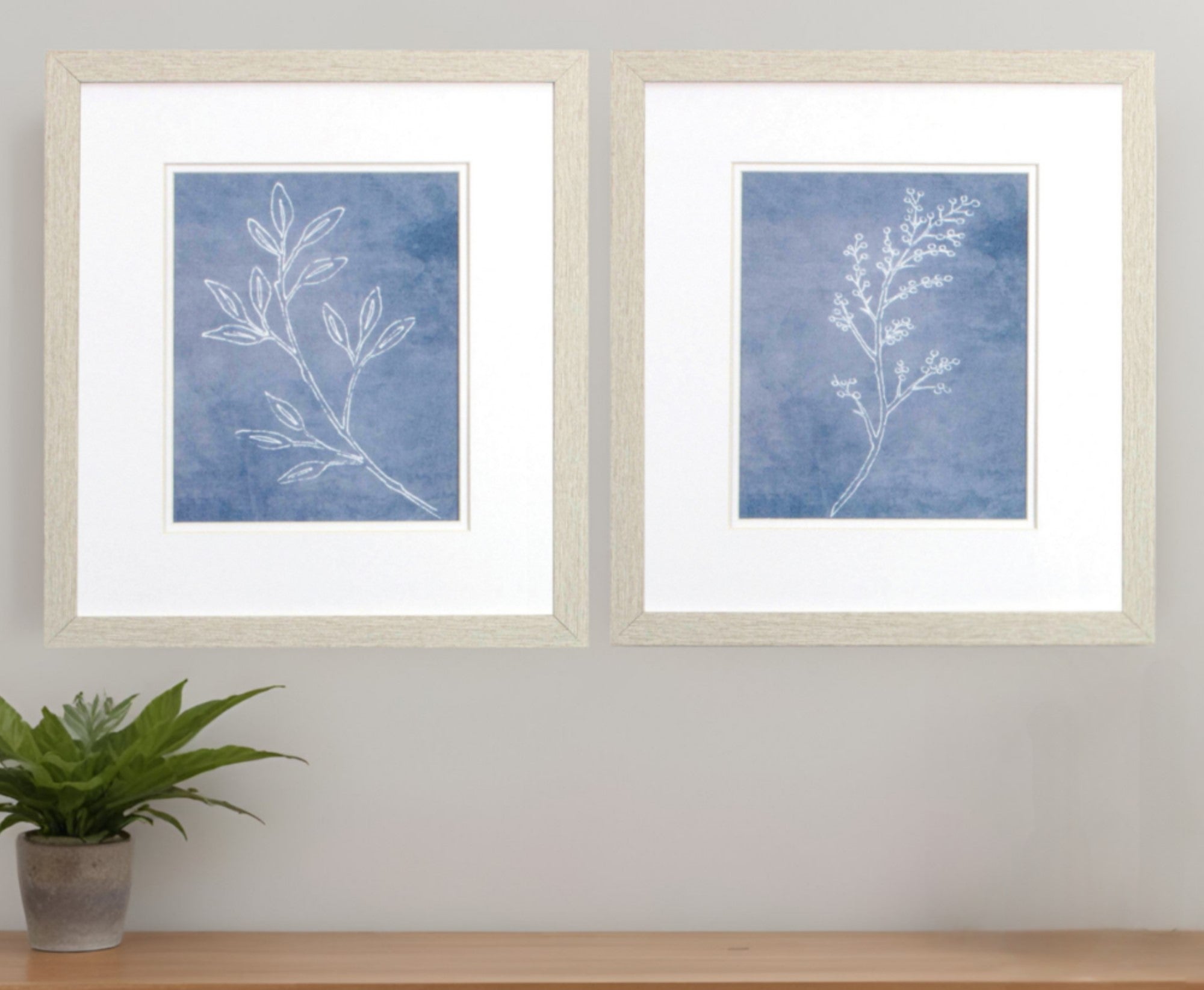 Set Of Two Branch Sketch White Framed Wall Art