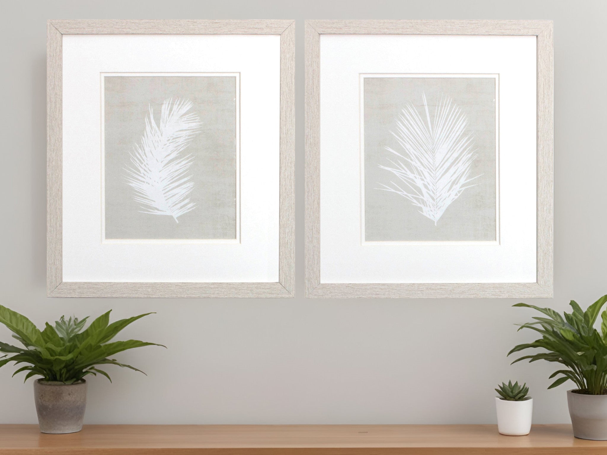 Set Of Two Palm Oasis White Framed Print Wall Art
