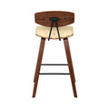 26 Cream Faux Leather Mid Century Modern Bar Stool
