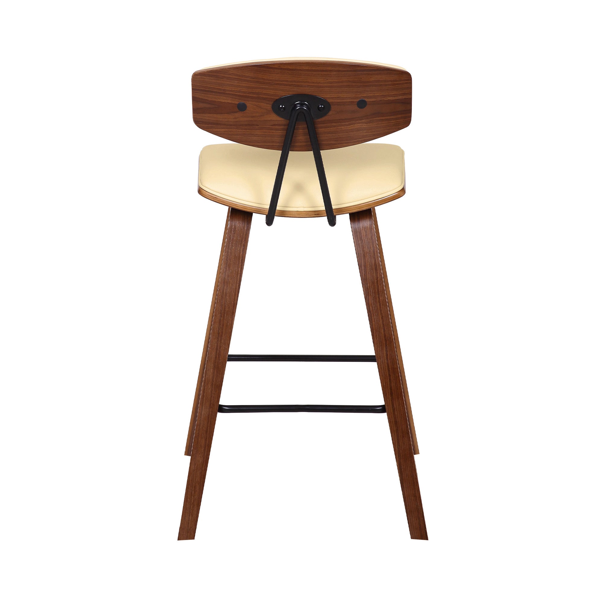 26 Cream Faux Leather Mid Century Modern Bar Stool