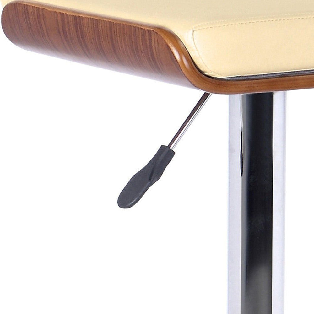 26'' Cream Faux Leather Chrome Finished Bar Stool