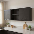 59 Black Wood Wall Mounted China Cabinet With Six Doors