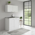 42 Black and White Wood Accent Cabinet Set With Four Doors