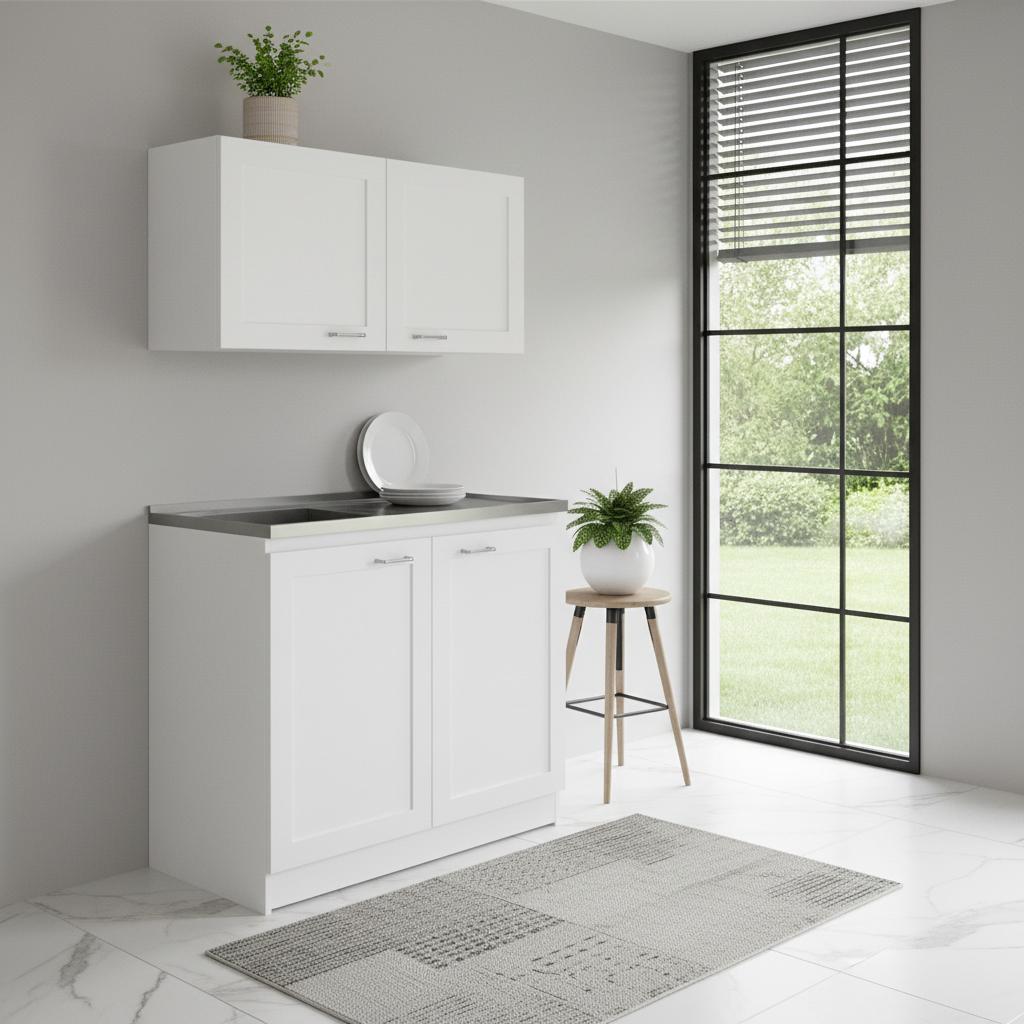 42 Black and White Wood Accent Cabinet Set With Four Doors