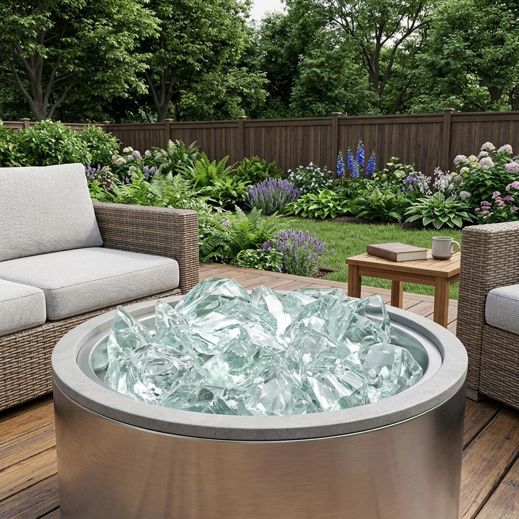 Clear Round Reflective Fire Pit Glass