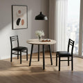 Three Piece Taupe and Black Round Dining Set with Two Chairs
